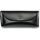BagTu Black Anti-knock Eyeglasses Case, Portable Leather Pressure Resistant Sunglass Case with 1pc Eyeglass Cloth,Hard Shell and Lightweight