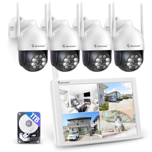 Jennov Überwachungskamera Set Aussen WLAN mit 10''Monitor 10CH Wireless NVR