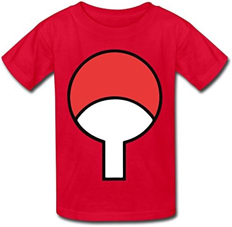 ALIMN Big Boy Girls' Naruto Uchiha Symbol Logo T Shirt Red