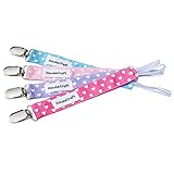 HouseCraft Pacifier Clip - 4 Pack of Pacifier Clips for Girls, Pacifier Holder & Teether Holder - Pacifier Leash for Baby Toys - A Baby Necessity - Binky Clip Colors: Pink, Purple, Hot Pink, Blue