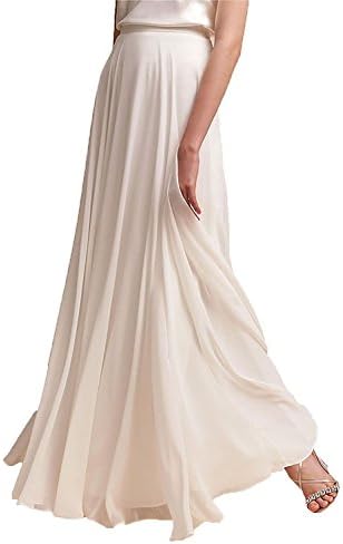 Omelas Women Long Floor Length Chiffon High Waist Skirt Maxi Bridesmaid Pary Dress