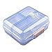 2 Pack Travel Pill Organizer Case Pocket Container, 7 Compartments Daily Pill Case for Vitamin/Fish Oil/Supplements, Translucent Black and Blue