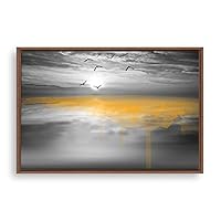 Framed Canvas Wall Art Black and White Scenery Canvas Prints Home Artwork Decoration for Living Room,Bedroom - 16x24 inches