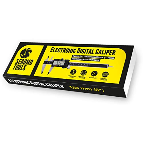 Segomo Tools 6 Inch Electronic Digital Calipers: Inch, Fractions, Millimeter Conversion - CAL6DIGI