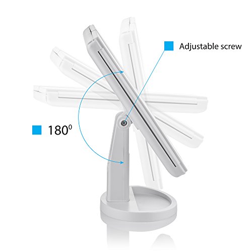 Lighted Makeup Mirror with Magnification - Trifold Desktop+10x Magnifying Cosmetic Mirrors - Vanity Makeup Mirror with Led Lights - Battery or Electric - Already equipped with long 6.6 ft Cord+Charger - Thumbnail 5