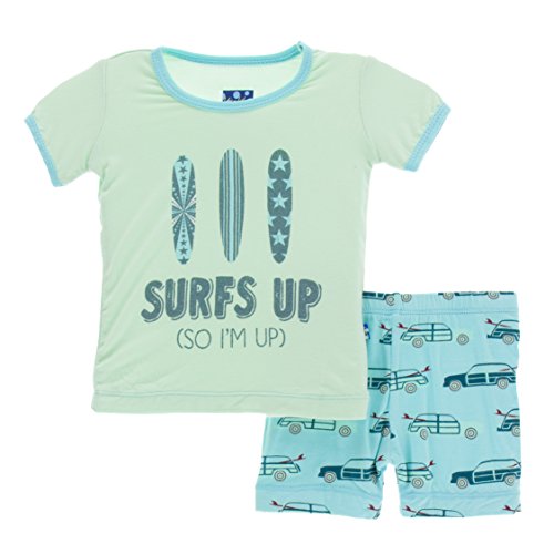 Kickee Pants Little Boys Print Short Sleeve Pajama Set With Shorts, Shining Sea Woody, 3T