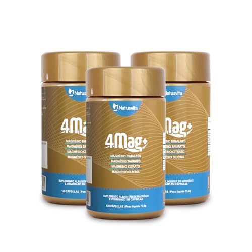 Kit 360 cápsulas Magnésio Quelato 4 em 1. Dimalato + Bisglicinato + Citrato + Taurato + Vitamina D3