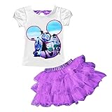 AOVCLKID Vampirina Little Girls' 2Pcs Suit Cartoon Shirt and Skirt Set (100/2-3Y, Purple)