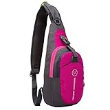 Sunhiker Shoulder Backpack, C821 Casual Cross Body Bag Outdoor Sling Bag Chest Pack with Adjustable Shoulder Strap for Cycling Hiking Camping Travel and Men Women (C821/Hot Pink)