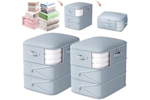 ODDMMO 135L Self Compression Comforter Storage Bag, Ultra Space Saving 3-Layer Compression Large Capacity Storage Bags for Bedding, Duvet, Down Jacket (Gray, 2 Pack-23.6"x21.3"x16.5")