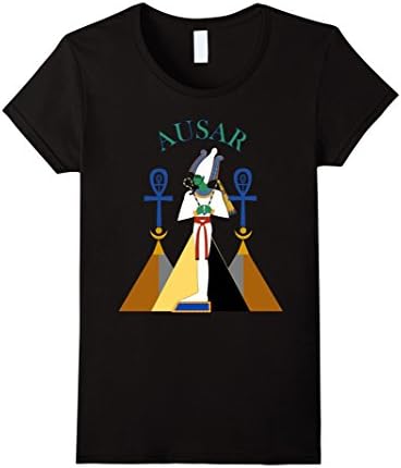 Womens Egyptian Gods Shirt with Ankh and Pyramids XL Black
