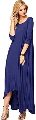 Pink Ice Women's A-Line Cut 3/4 Sleeve Maxi Dress (S, Navy)