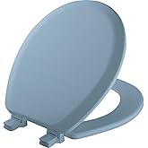 Mayfair 46EC 034 Molded Wood Toilet Seat with Lift-Off Hinges, Round, Sky Blue