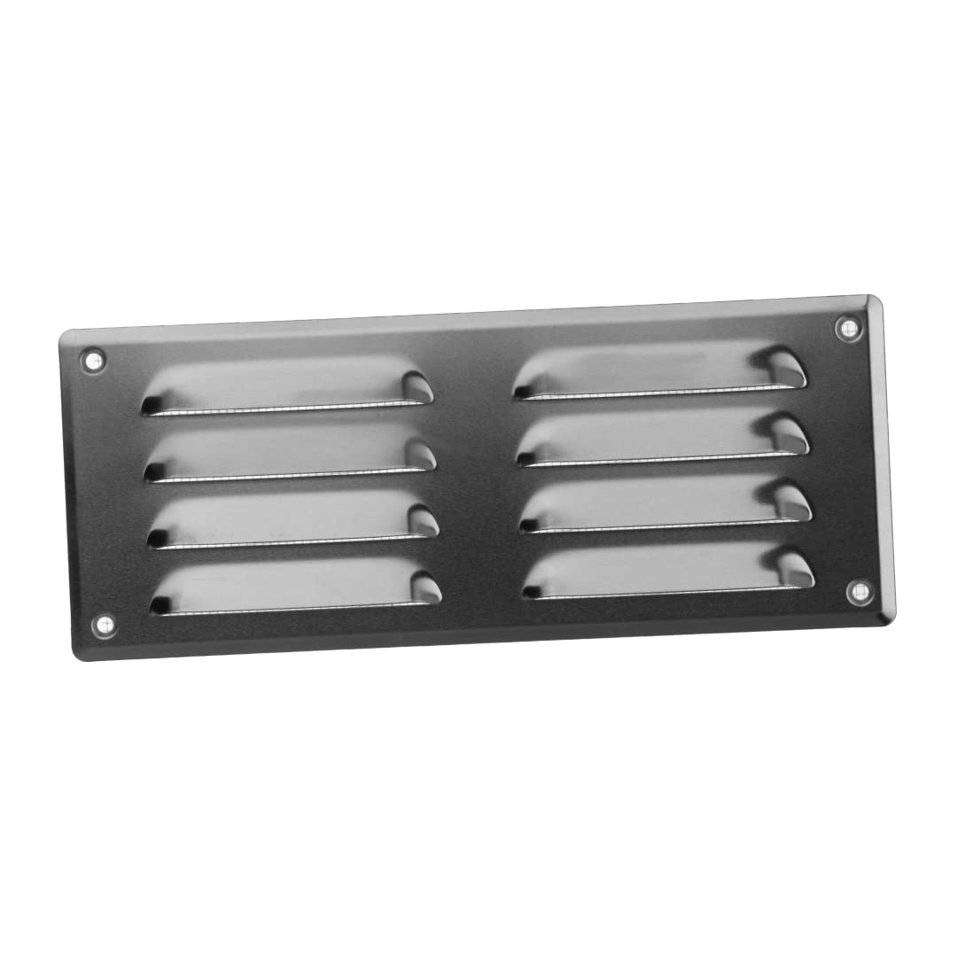 EUROPLAST 260x105mm / 10x4" inch Aluminium Metal Air Vent Grille Cover with Insect Mesh - Ventilation Cover