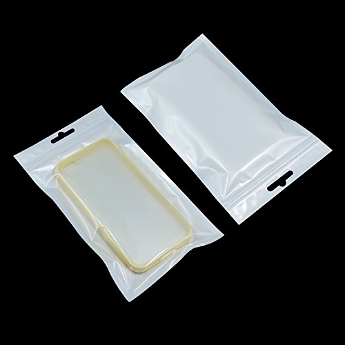 BAT Pack 100 PCS (Inner Size 3.5x5.9 inches) Front Clear White Zipper Resealable 2.7mil Plastic Bags with Hanging Hole Phone Case Zip Lock Package Self Seal Pouches Electronic Product Shell Packaging