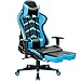 Furmax Gaming Chair High Back Office Racing Chair, Ergonomic Swivel Computer Chair Executive Leather Desk Chair with Footrest, Bucket Seat and Lumbar Support (Blue)