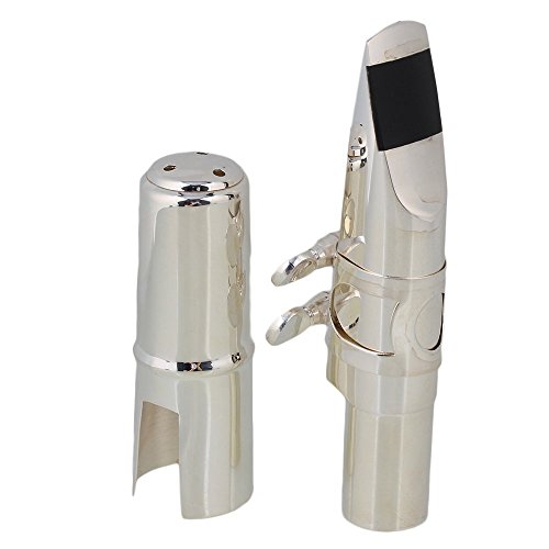 Surfing 7# Nickel-plated B-flat Tenor Saxophone Mouthpiece with Ligature Reed Sliver