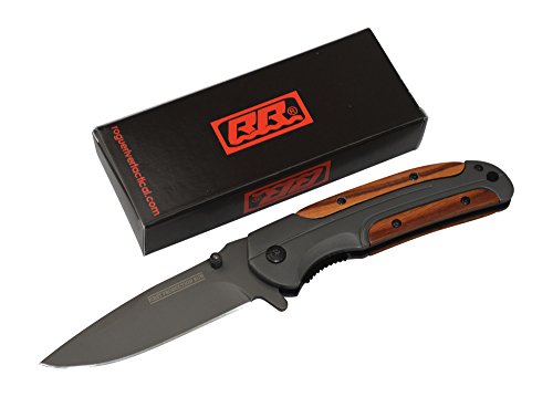 Rogue River Tactical Gentleman s Folding Knife Wood Handle Hunting Knife Spring Assisted Pocket Knife Folding