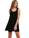 ROMWE Women's Casual T-Shirt Sleeveless Swing Dress Tunic Tank Top Dresses