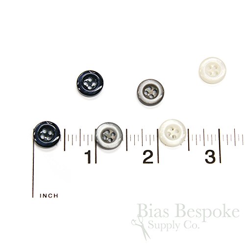 Set of 12 Luminous Rounded Gray 4-Hole Shirt Buttons, Made in Italy