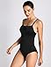 SYROKAN Women's Sleek Solid Elite Training Sport Athletic One Piece Swimsuit Black 32 Inch
