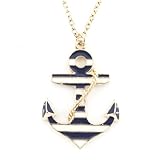Exquisite Gold Tone Marine Theme Anchor Pendant Necklace