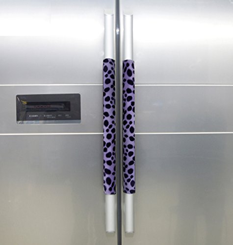 Plush Spots Refrigerator Door Handle Cover Antiskid Protector Gloves for Bright Handles of Fridge Oven Microwave, 1 Pair, (Spots Purple)