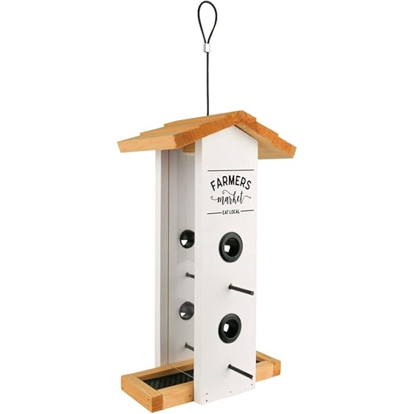 WILD WINGS WWLF1-DECO FARMHOUSE VERTICAL BIRD FEEDER, WHITE