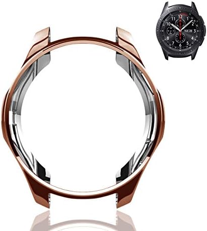 Soulen Compatible with Samsung Galaxy Watch 46mm Case 2018 (for SM-R805 / SM-R800 /Gear S3 Frontier SM-R760 / S3 Classic SM-R770N), Soft TPU Smart Shockproof Case Cover Bumper Protector （Rose Gold）