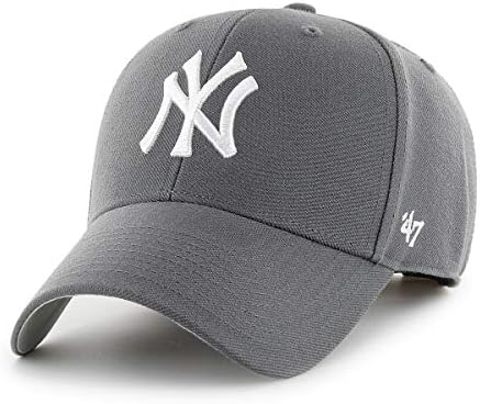 47 New York Yankees+ MLB MVP Unisex Baseball Cap, Adjustable, White Logo, Charcoal Grey