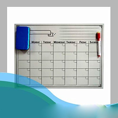Lecent@ 16.5"X12" Refrigerator Magnetic Dry Erase White Board Calendar Magnet Board Magnetic Organizer Board Fridge Calendar Magnet Chalk Includes 1 Marker and Eraser Monthly Planner Board