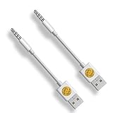 iPod Shuffle Cable Charger, 2PK of High Quality 3.5mm Jack to USB Power Charger Sync / Transfer Data Cable for iPod Shuffle 3rd 4th 5th Gen (White)