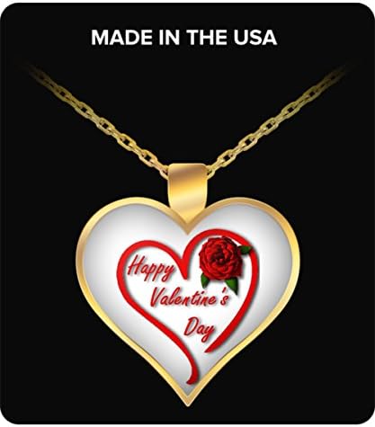 Happy Valentines Day Rose - Pendant Necklace