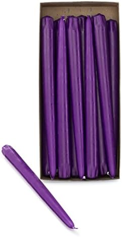 Dashington 10" Purple Taper Candles, Pack of 12, Made in USA