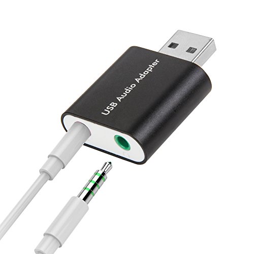 AMANKA USB Audio Adapter External Stereo Sound Card With 3.5mm Headphone And Microphone Jack For Windows, Mac, Linux, PC, Laptops, Desktops, PS4.Plug and play No drivers Needed. (Black)