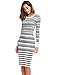 BEAUTYTALK Women's Long Sleeve Striped Knit Sweater Work Casual Pencil Dress