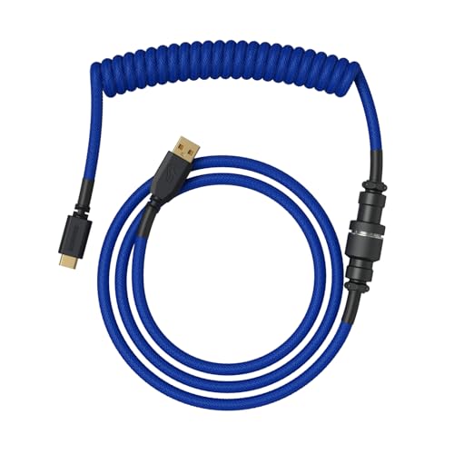 GLORIOUS Premium Coiled Keyboard Cable Cobalt Blue PC USB-C Cable Set