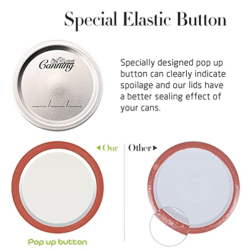 Canning Lids 100 Count, Regular Mouth Mason Jar Lids for Ball, Kerr