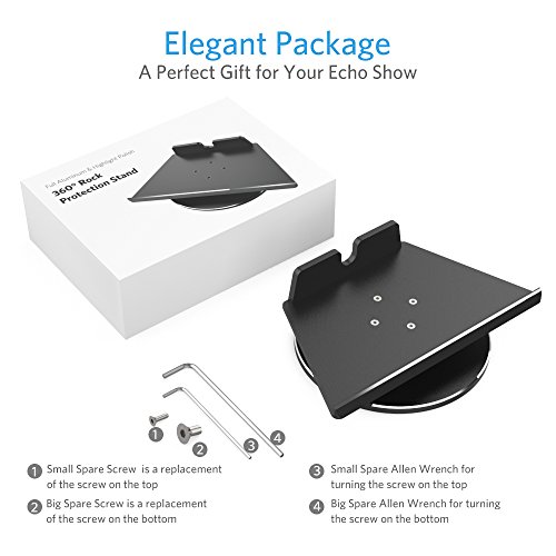 Stand-for-Echo-Show-YoFeW-Full-Aluminum-Stand-Mount-for-Amazon-Echo-Show-360-Rotatable-Metal-Base-Protector-Accessories-for-Amazon-Show-with-Precision-Bearings-Black