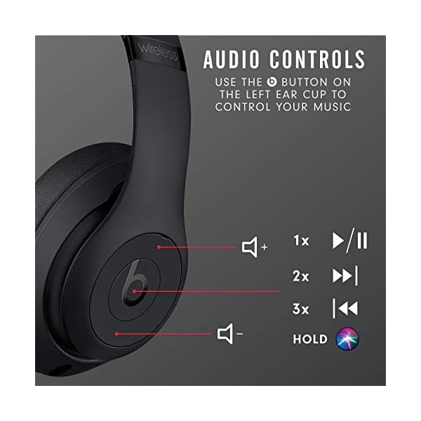 Beats-Studio3-Wireless-Noise-Cancelling-Over-Ear-Headphones-Apple-W1-Headphone-Chip-Class-1-Bluetooth-Active-Noise-Cancelling-22-Hours-Of-Listening-Time-Matte-Black Beats Studio3 Wireless Noise Cancelling Over-Ear Headphones - Apple W1 Headphone Chip, Class 1 Bluetooth, Active Noise…