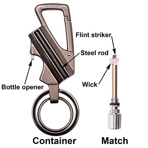 SURVIVE Permanent Match Bottle Opener Metal Keychain, Reusable Survival
