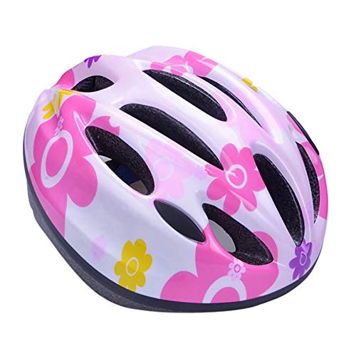 Kids Cycle Helmet for 2-8 Years Old,Ultralight Adjustable Breathable Bicycle Longboard Roller Cycling Head Safety Cap Protection Helmet for Child Skatboard Skating Pink Sun Flower S