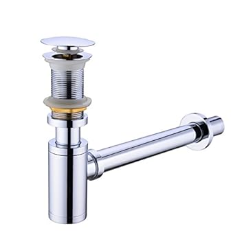 Ablauf Ablaufgarnitur Siphon+Pop Up Ablaufventil Badarmatur für Waschbecken Waschtisch Messing Chorm OM1004
