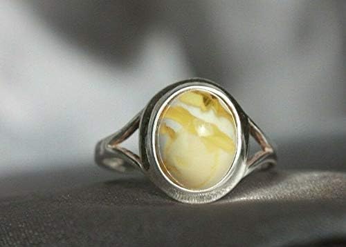 Unique Butterscotch Authentic Baltic Amber 925 Sterling Silver Ring Size 8.5 IK-483
