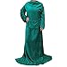 Tirrinia Wearable Blanket with Sleeves and Pocket, Lounging Super Soft Comfy Microplush Adults Wearable Throw Body Robe for Women and Men, 53''X 71'' Emerald Green