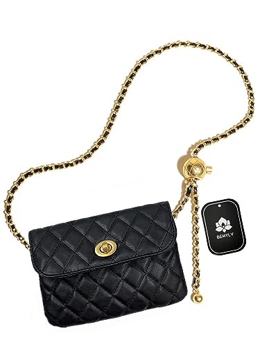 Leather Chain Belt Bag for Women Crossbody Waist Purse Fanny Pack Fashion Evening Clutch Mini Handbag Detachable