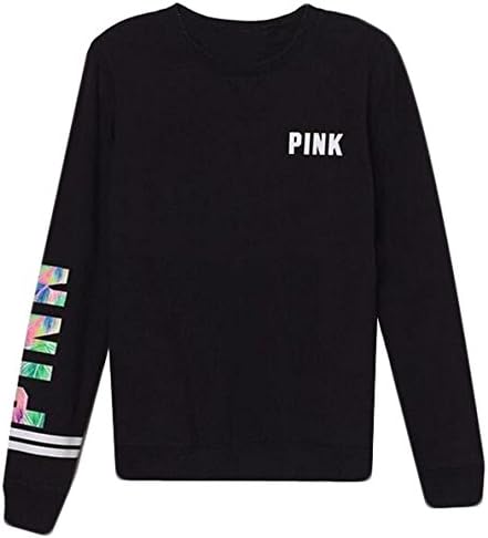 YLnini Womens Letters Printed Long-Sleeved Round Neck Pullover M 10