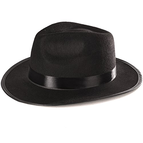 Black Fedora Gangster Hat Costume Accessory - Pack of 6