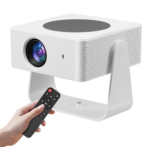 Proyector Portátil Inteligente WiFi Bluetooth, 4K Soportado Nativo 1080P con Android 11, Soporte Giratorio, Compatible con Teléfonos Móviles, para Cine en Casa y Camping al Aire Libre