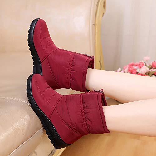 Teresamoon Women's Ladies Winter Waterproof Short Snow Boots Footwear Warm Shoes (Red/40)
